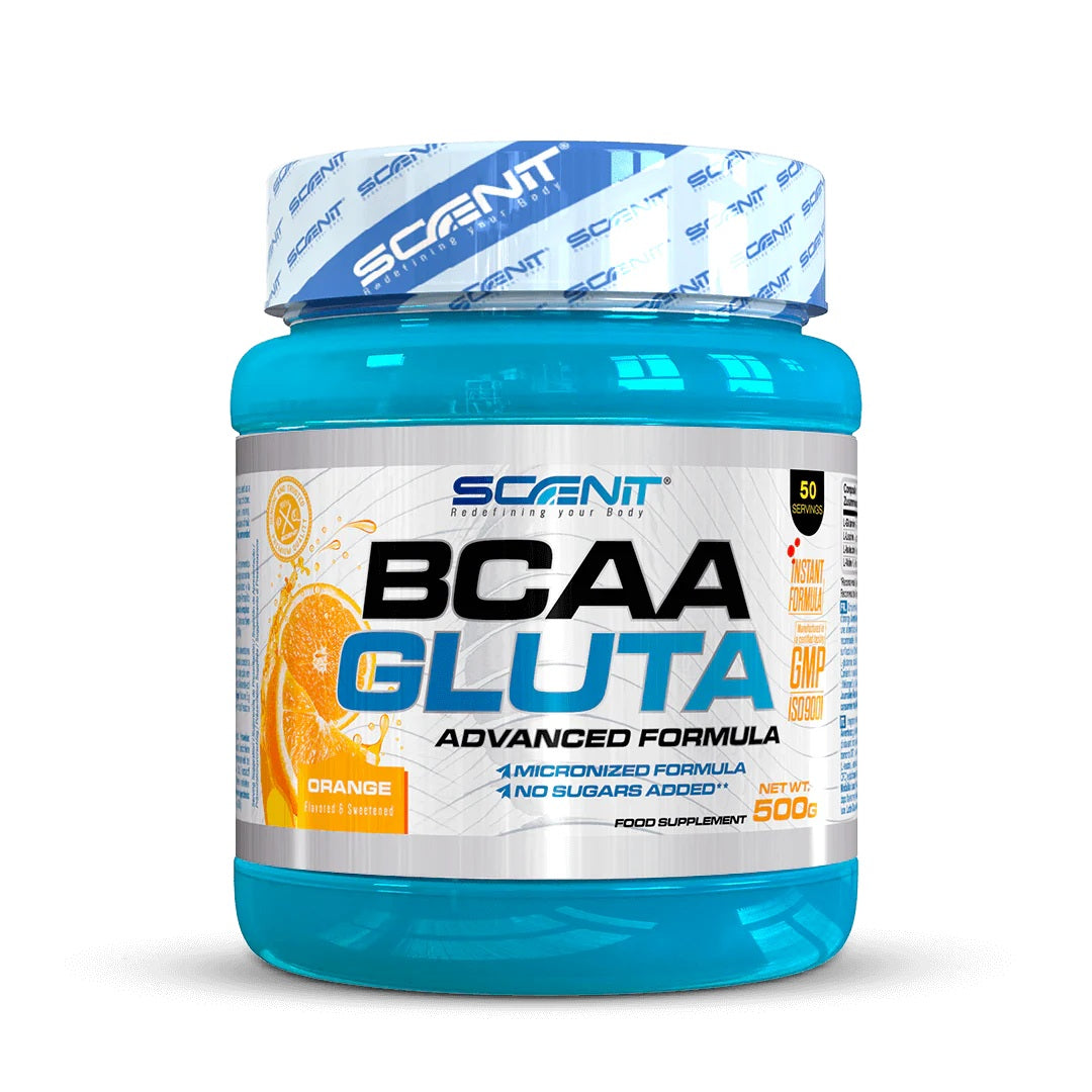 BCAA GLUTA (500 g and 1 kg) - Branched Chain Amino Acids powder, Orange