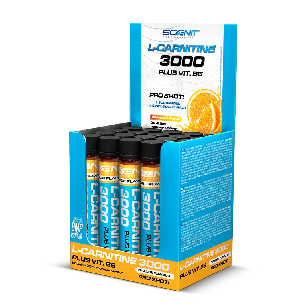 L-Carnitine 3000 + Vitamin B6 - 20 vials x 25 ml -  Orange