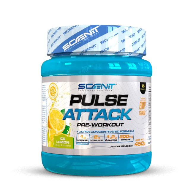 Pulse Attack - 450 g - Pre-workout for training with arginine, beta alanine, citrulline, creatine, taurine...  Lemon